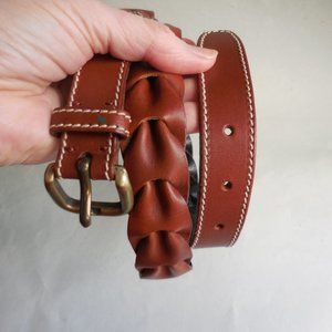 Men's Brown Italian Braided Leather Belt